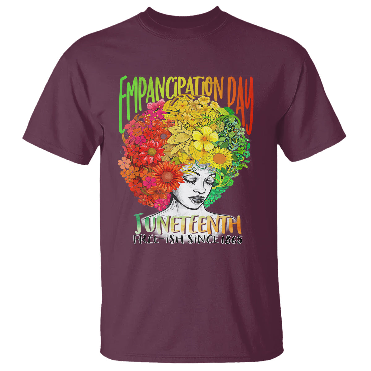freeish-juneteenth-t-shirt-black-women-with-flowers-in-her-hair-freedom-day-african-american-june-19th-1865