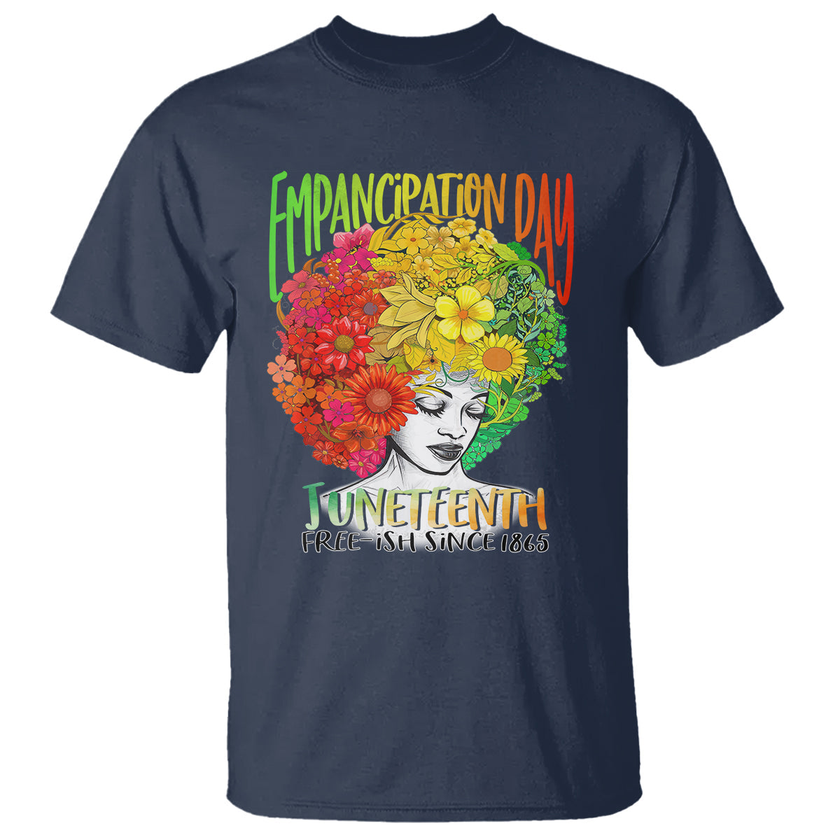 freeish-juneteenth-t-shirt-black-women-with-flowers-in-her-hair-freedom-day-african-american-june-19th-1865