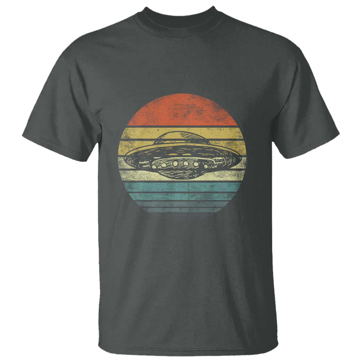 ufo-gifts-retro-sunset-funny-alien-ufo-hunter-silhouette-t-shirt
