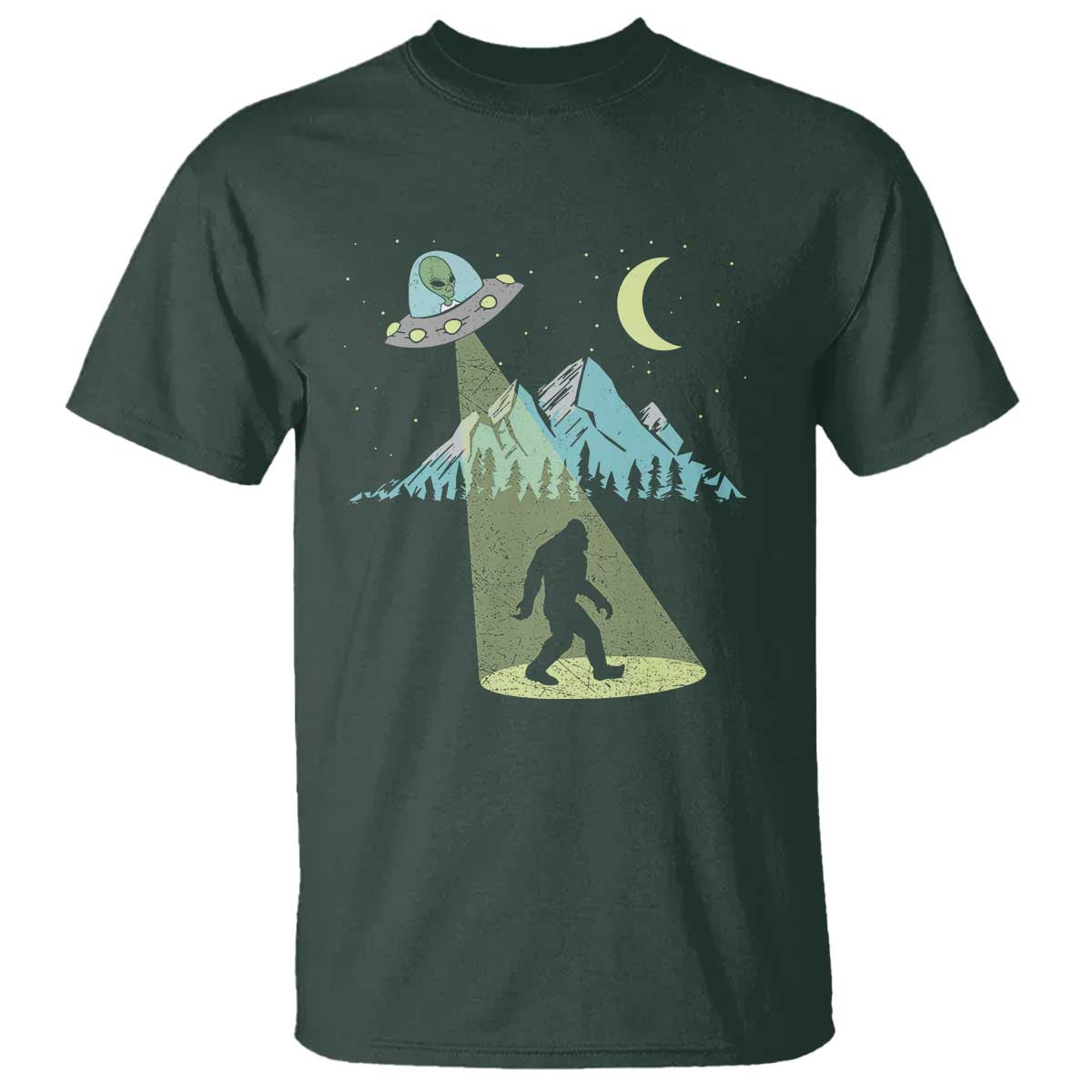 bigfoot-ufo-abduction-moon-mountain-alien-vintage-graphic-t-shirt
