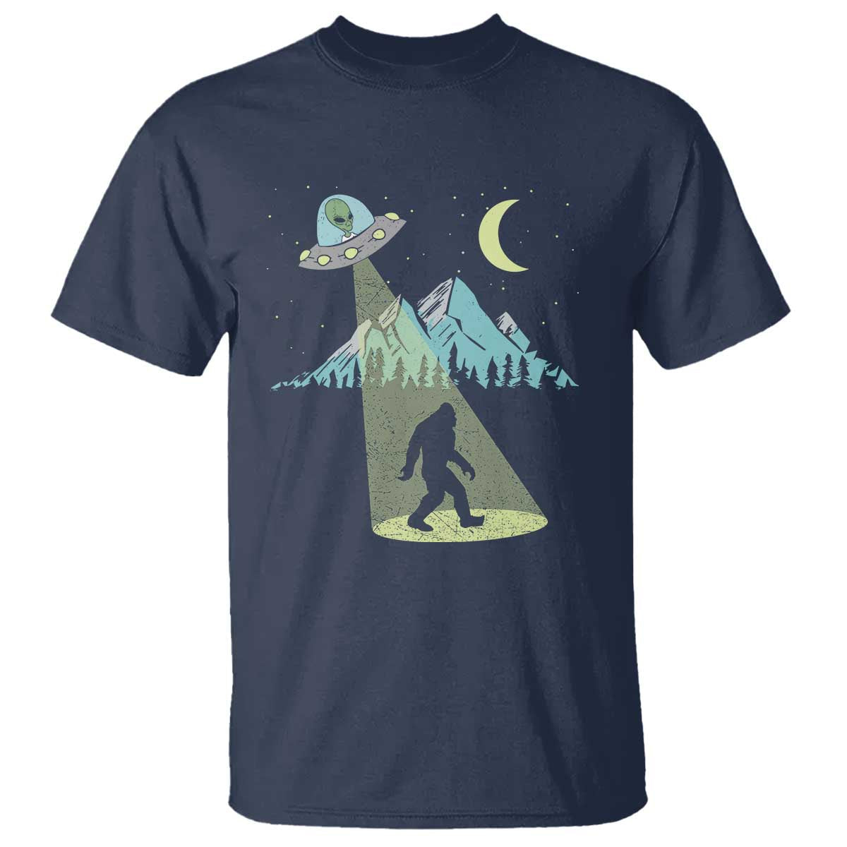 bigfoot-ufo-abduction-moon-mountain-alien-vintage-graphic-t-shirt