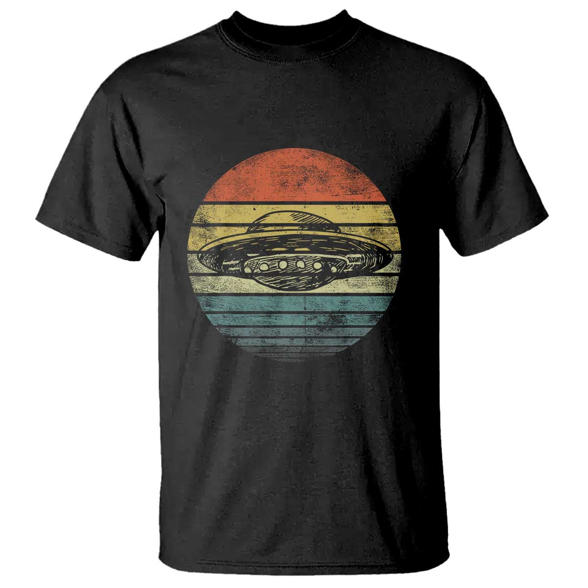 ufo-gifts-retro-sunset-funny-alien-ufo-hunter-silhouette-t-shirt-1