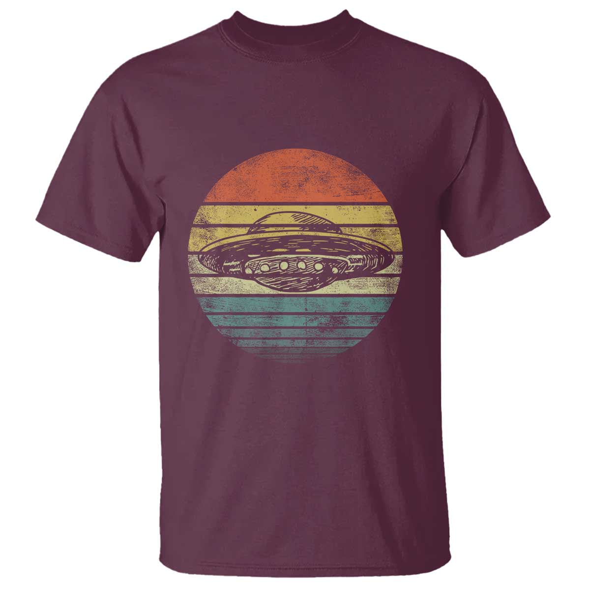 ufo-gifts-retro-sunset-funny-alien-ufo-hunter-silhouette-t-shirt-1