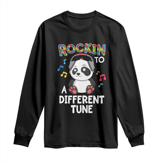 Panda Autism Long Sleeve Shirt Rockin' To A Different Tune Cute Kids