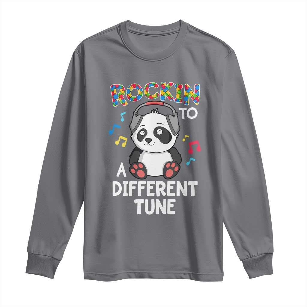 Panda Autism Long Sleeve Shirt Rockin' To A Different Tune Cute Kids