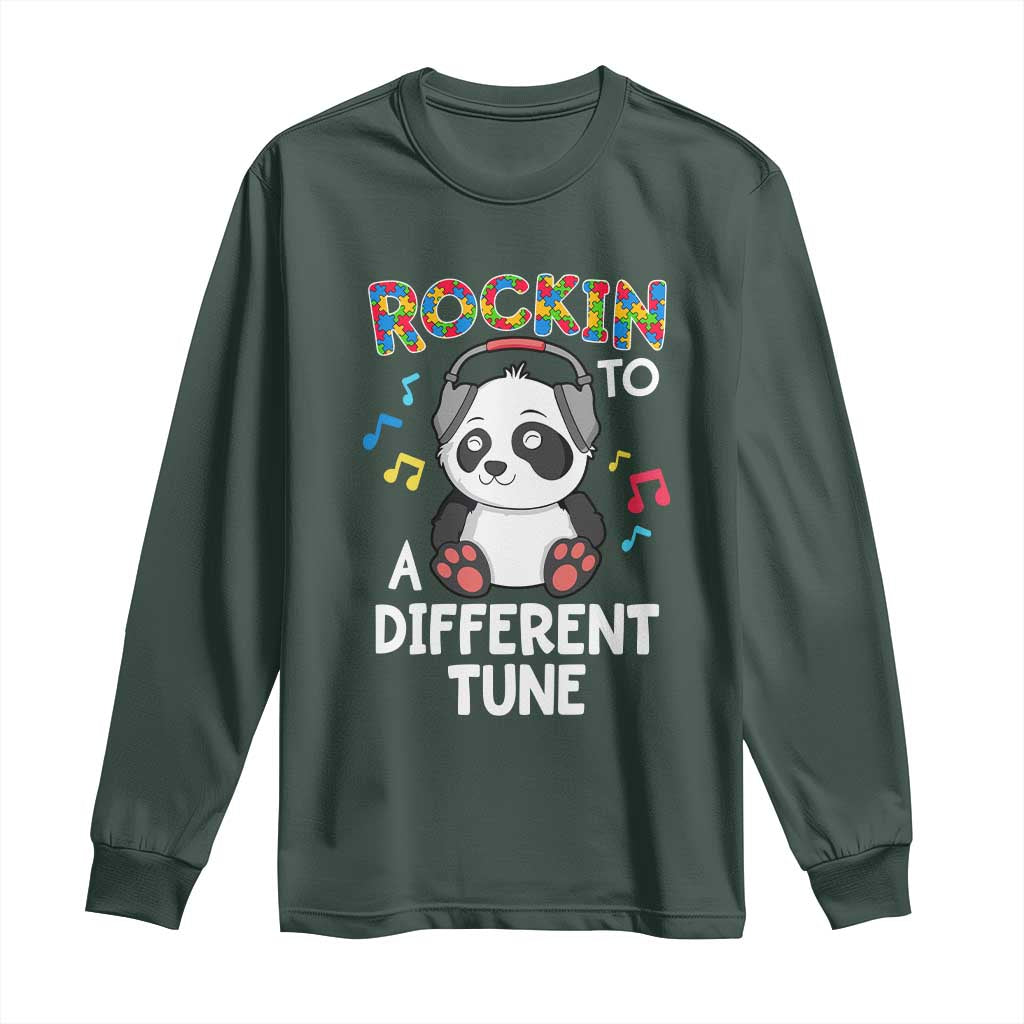Panda Autism Long Sleeve Shirt Rockin' To A Different Tune Cute Kids