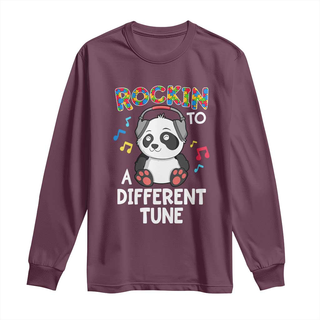 Panda Autism Long Sleeve Shirt Rockin' To A Different Tune Cute Kids