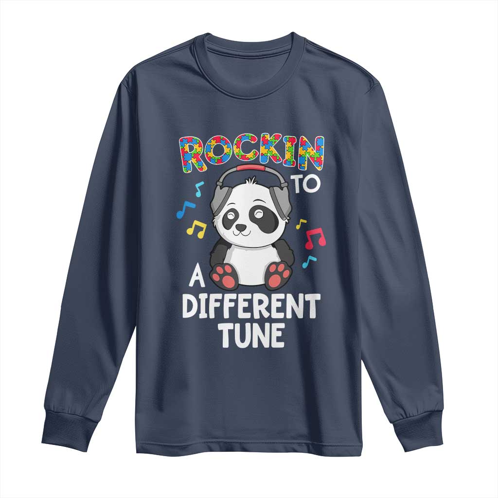 Panda Autism Long Sleeve Shirt Rockin' To A Different Tune Cute Kids