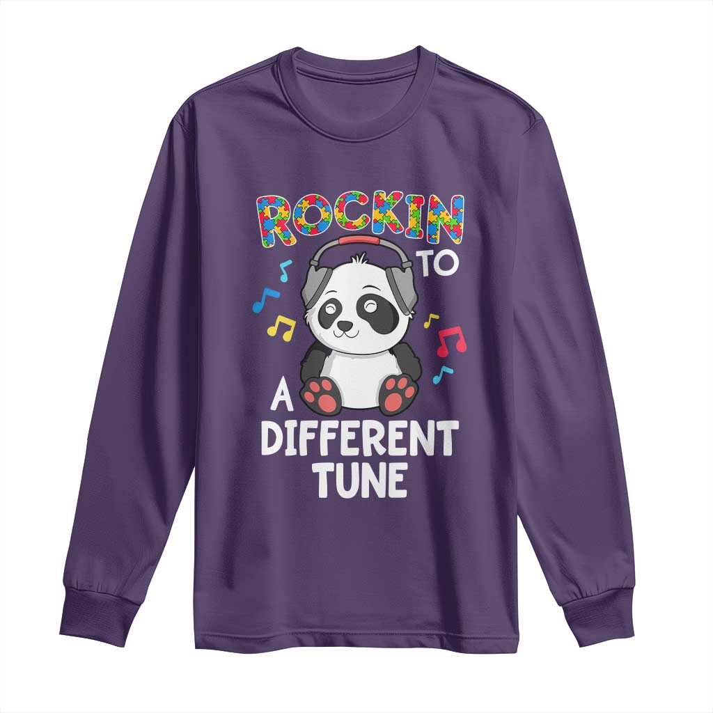 Panda Autism Long Sleeve Shirt Rockin' To A Different Tune Cute Kids