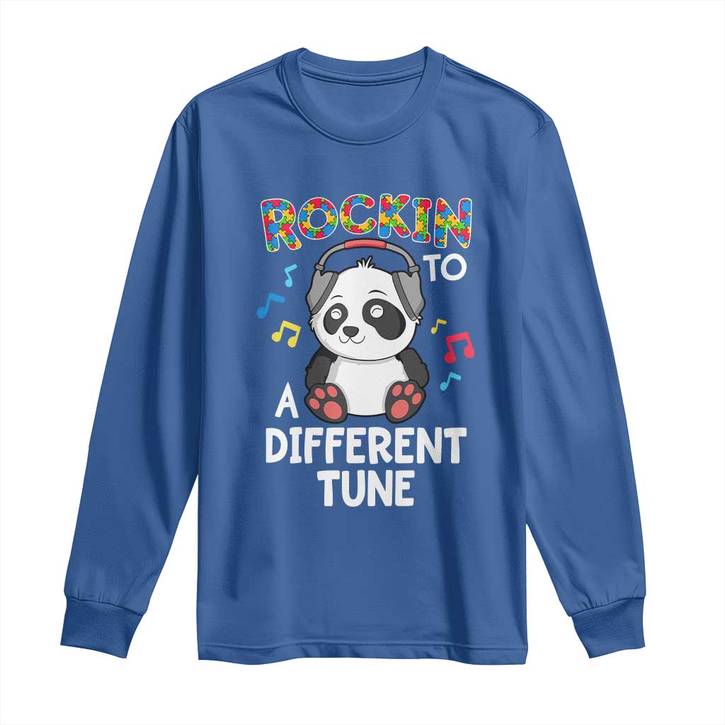 Panda Autism Long Sleeve Shirt Rockin' To A Different Tune Cute Kids