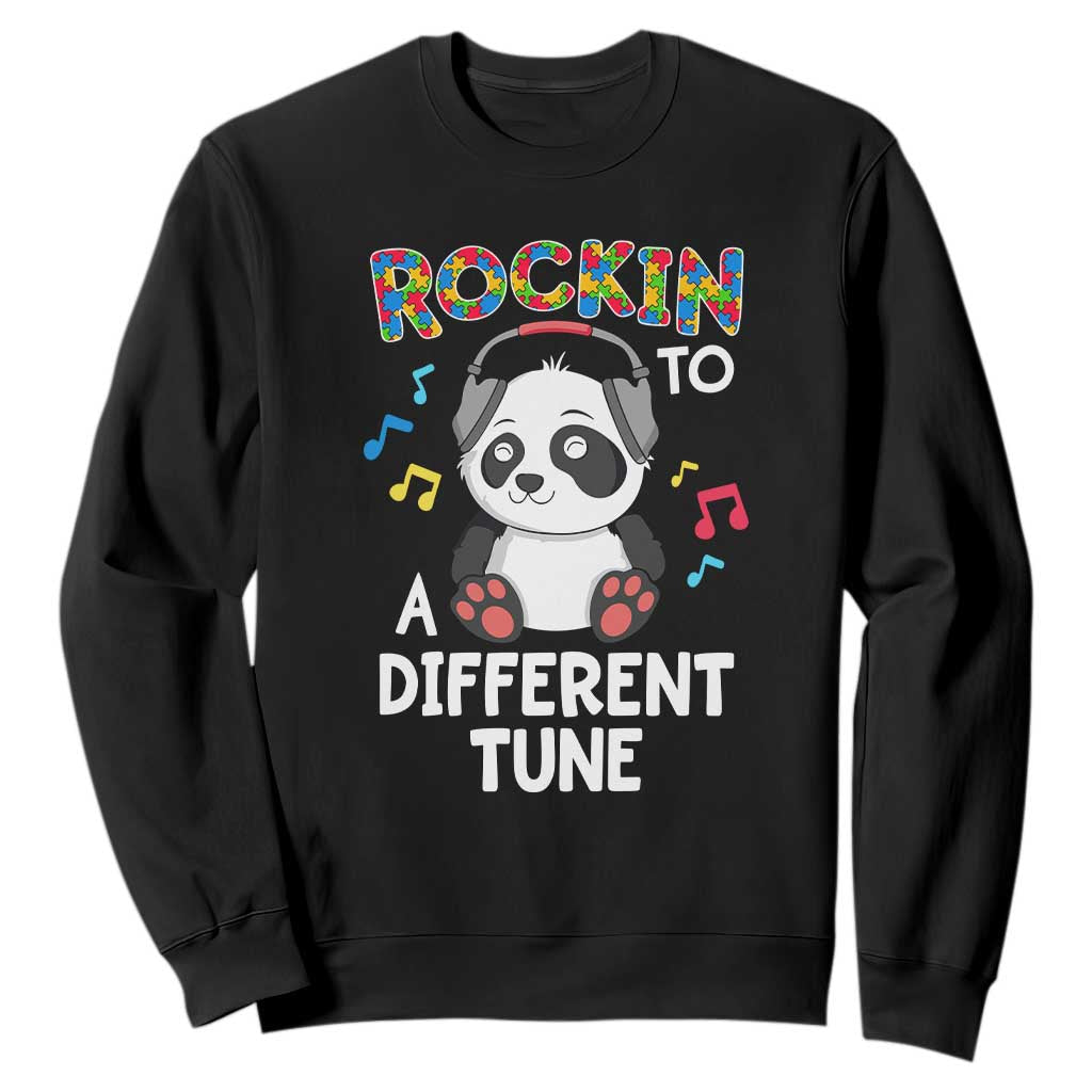 Panda Autism Sweatshirt Rockin' To A Different Tune Cute Kids