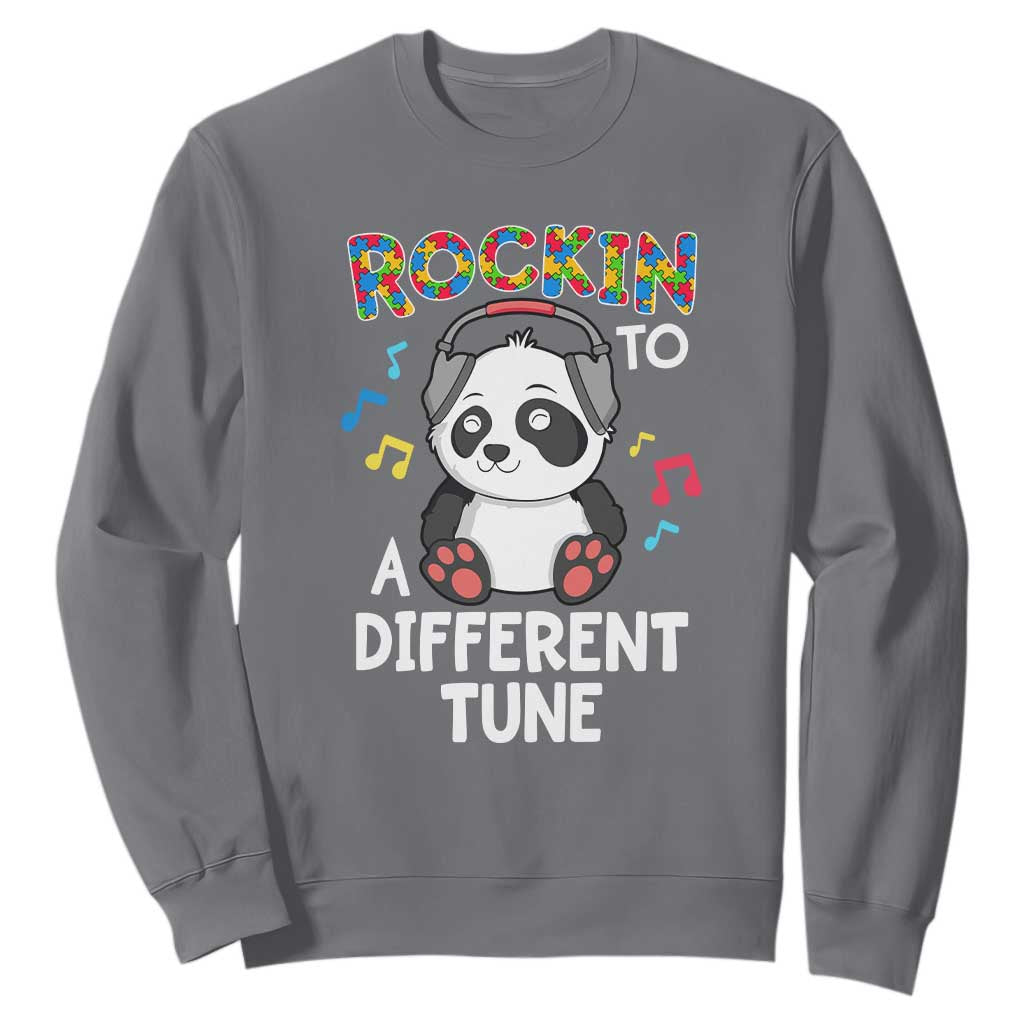 Panda Autism Sweatshirt Rockin' To A Different Tune Cute Kids