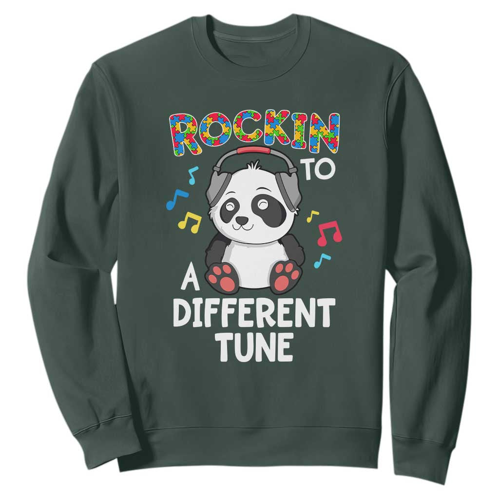 Panda Autism Sweatshirt Rockin' To A Different Tune Cute Kids