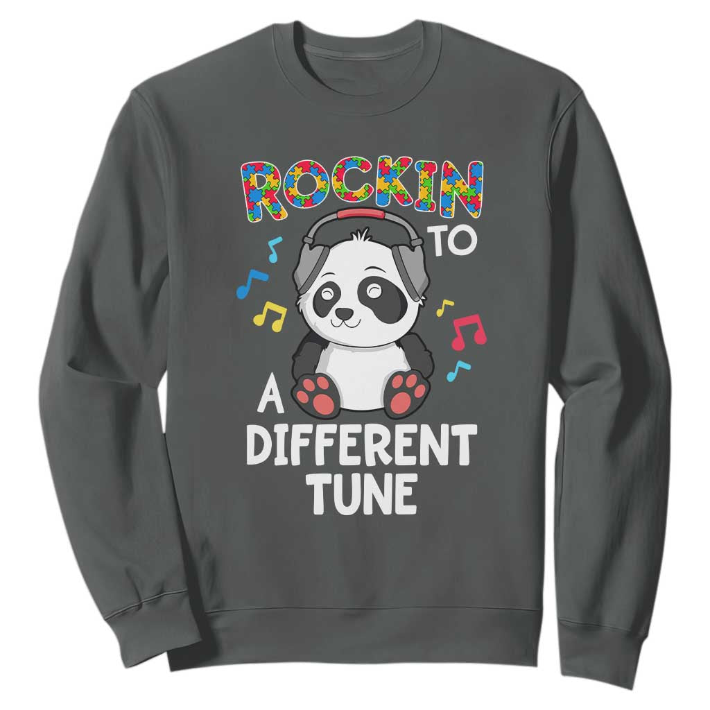 Panda Autism Sweatshirt Rockin' To A Different Tune Cute Kids
