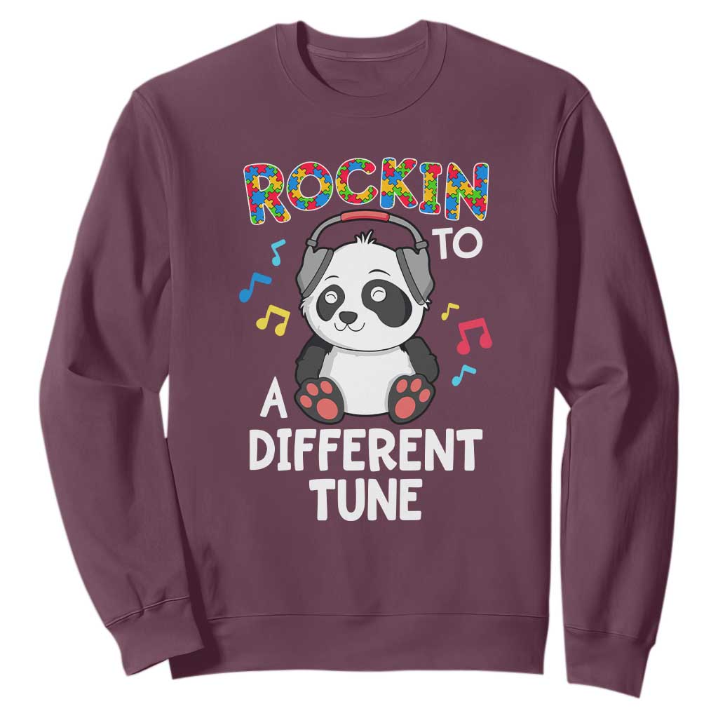 Panda Autism Sweatshirt Rockin' To A Different Tune Cute Kids