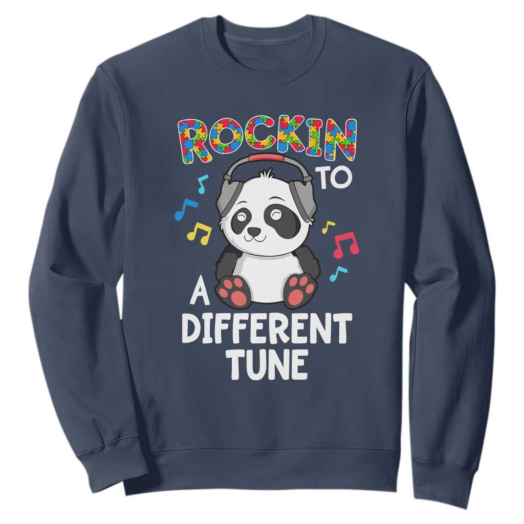 Panda Autism Sweatshirt Rockin' To A Different Tune Cute Kids