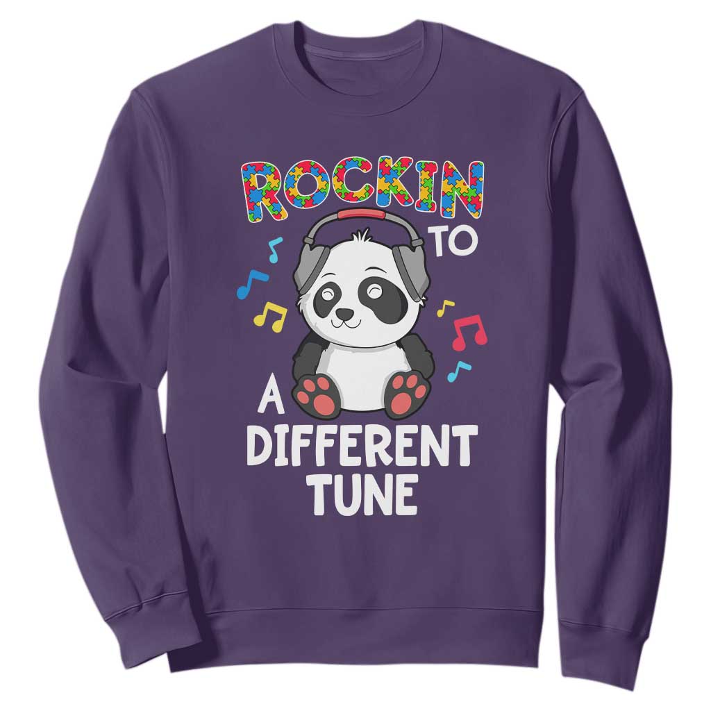 Panda Autism Sweatshirt Rockin' To A Different Tune Cute Kids