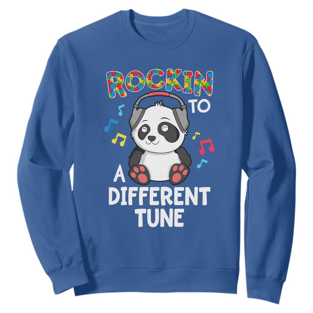 Panda Autism Sweatshirt Rockin' To A Different Tune Cute Kids