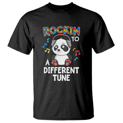 Panda Autism T Shirt Rockin' To A Different Tune Cute Kids