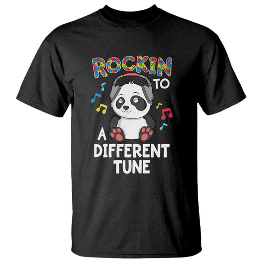 Panda Autism T Shirt Rockin' To A Different Tune Cute Kids