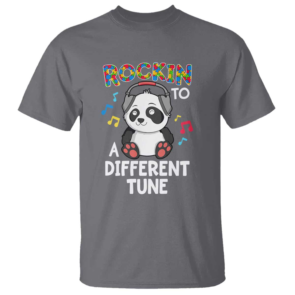 Panda Autism T Shirt Rockin' To A Different Tune Cute Kids