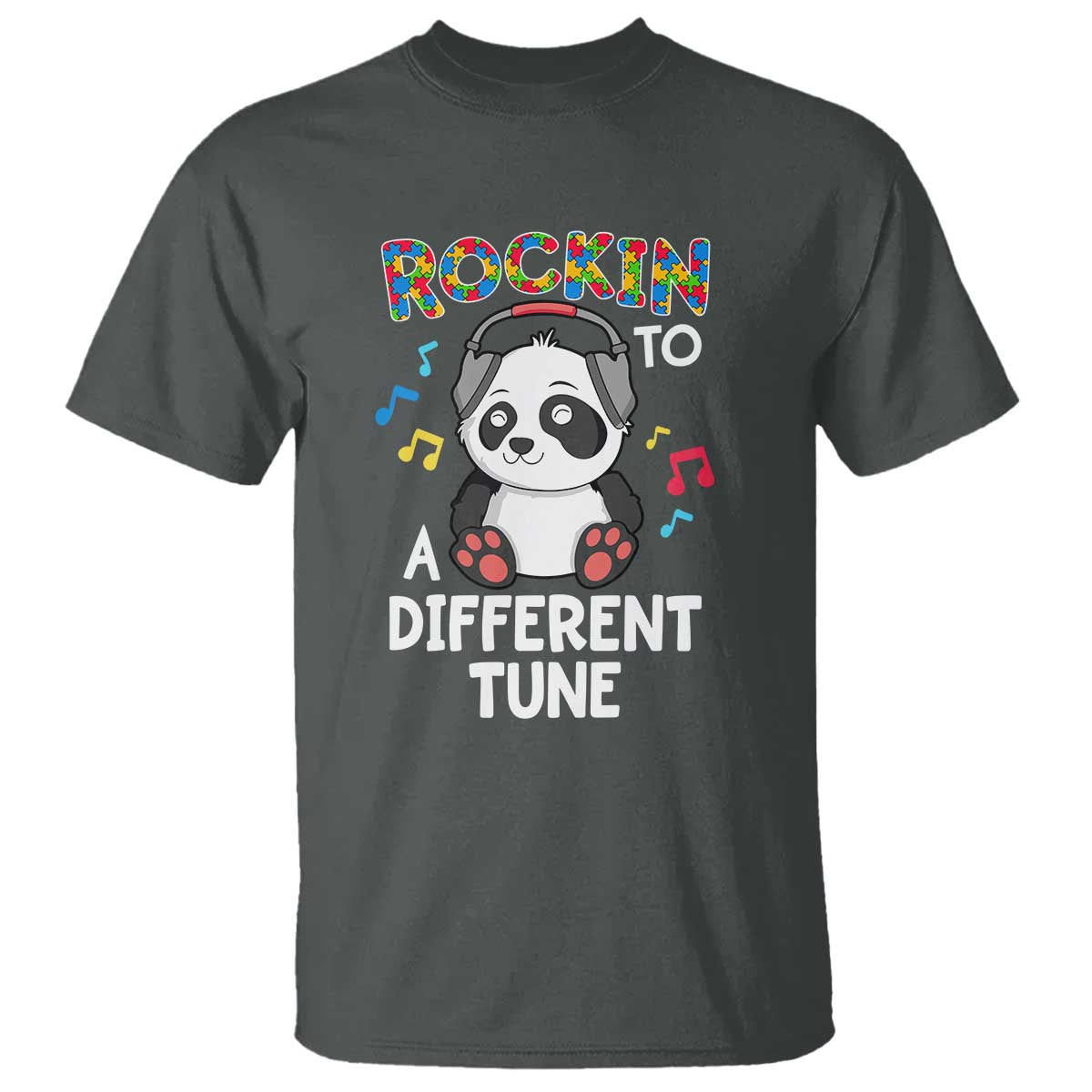 Panda Autism T Shirt Rockin' To A Different Tune Cute Kids