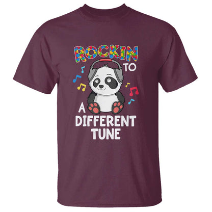 Panda Autism T Shirt Rockin' To A Different Tune Cute Kids