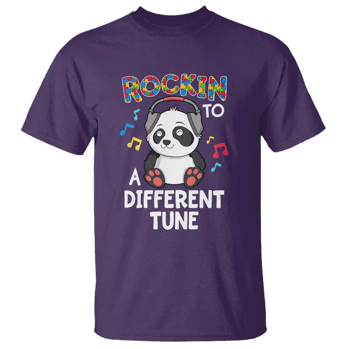 Panda Autism T Shirt Rockin' To A Different Tune Cute Kids
