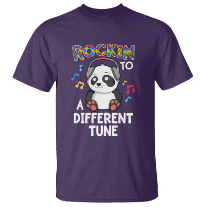 Panda Autism T Shirt Rockin' To A Different Tune Cute Kids