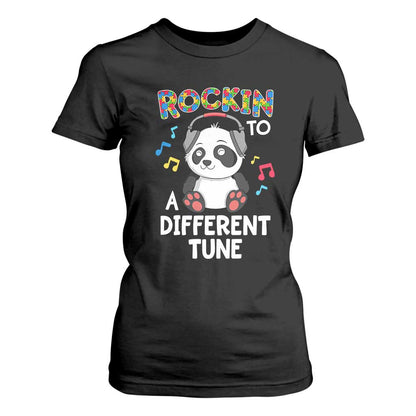 Panda Autism T Shirt For Women Rockin' To A Different Tune Cute Kids