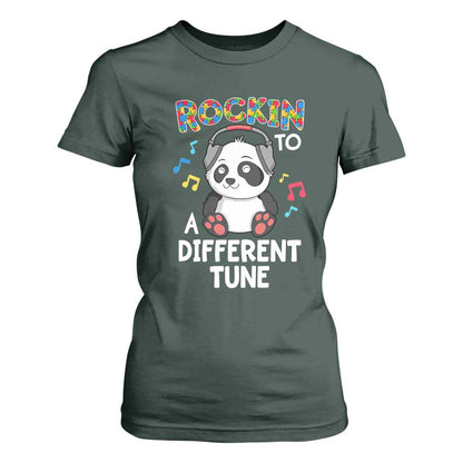 Panda Autism T Shirt For Women Rockin' To A Different Tune Cute Kids