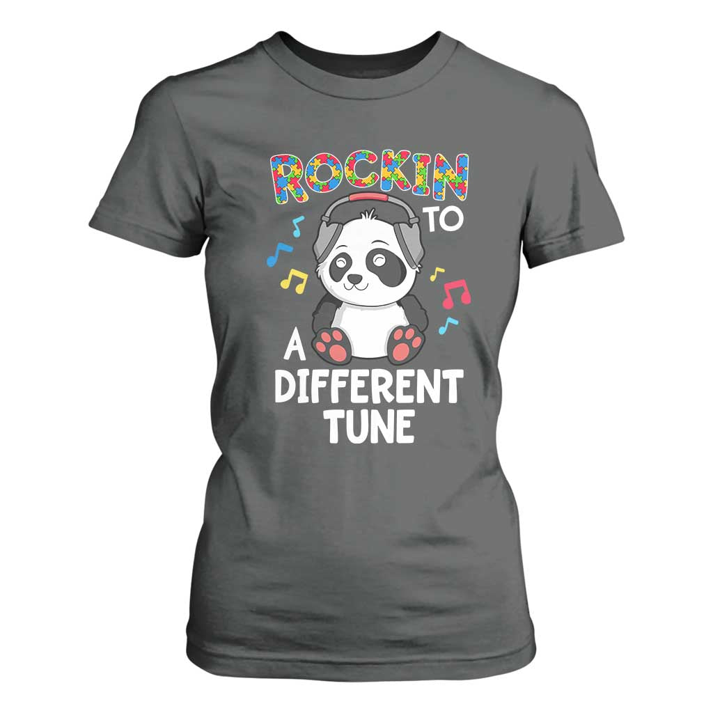Panda Autism T Shirt For Women Rockin' To A Different Tune Cute Kids