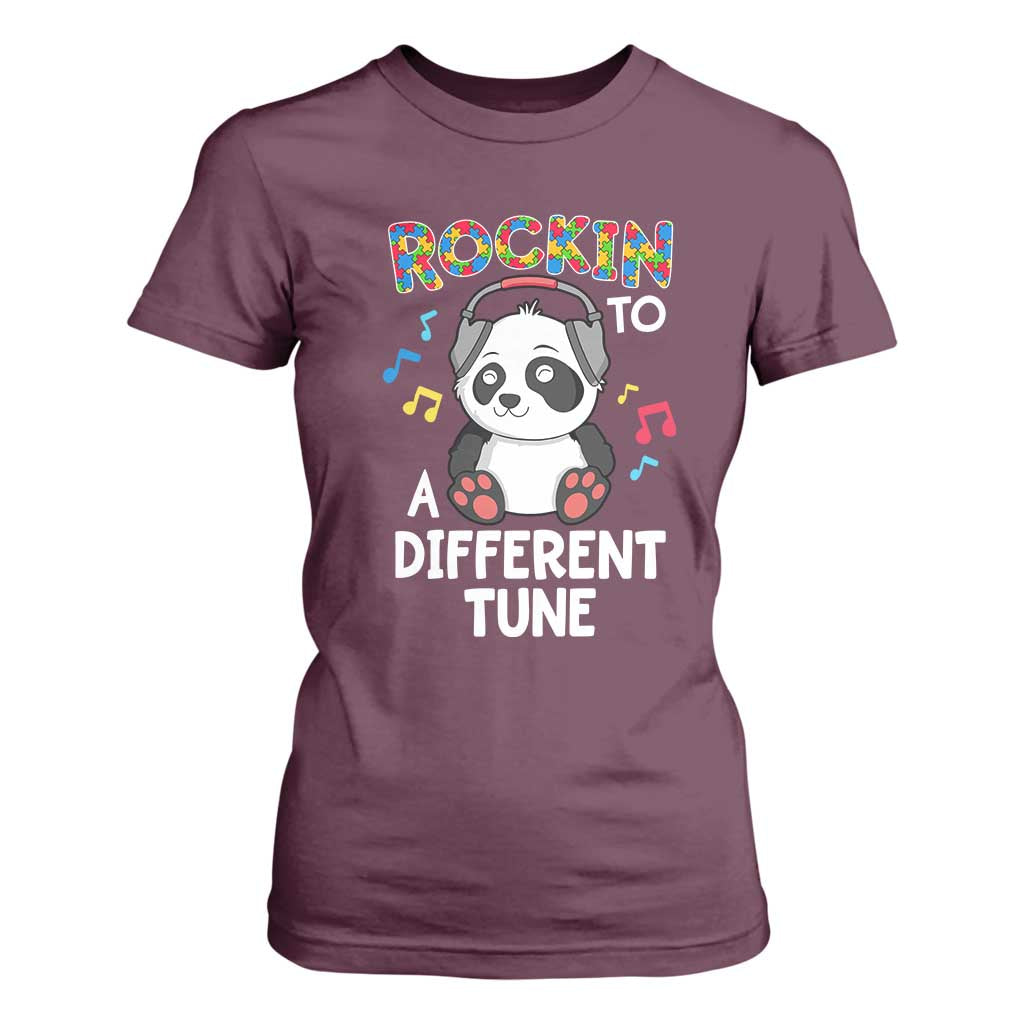 Panda Autism T Shirt For Women Rockin' To A Different Tune Cute Kids