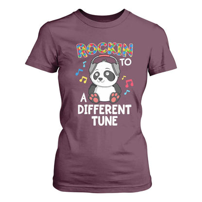 Panda Autism T Shirt For Women Rockin' To A Different Tune Cute Kids