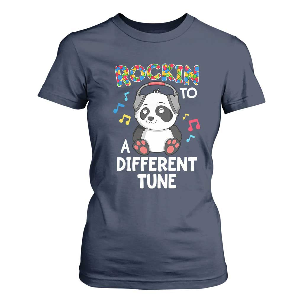 Panda Autism T Shirt For Women Rockin' To A Different Tune Cute Kids