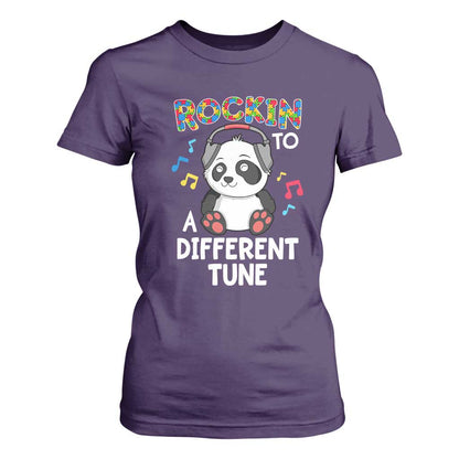 Panda Autism T Shirt For Women Rockin' To A Different Tune Cute Kids