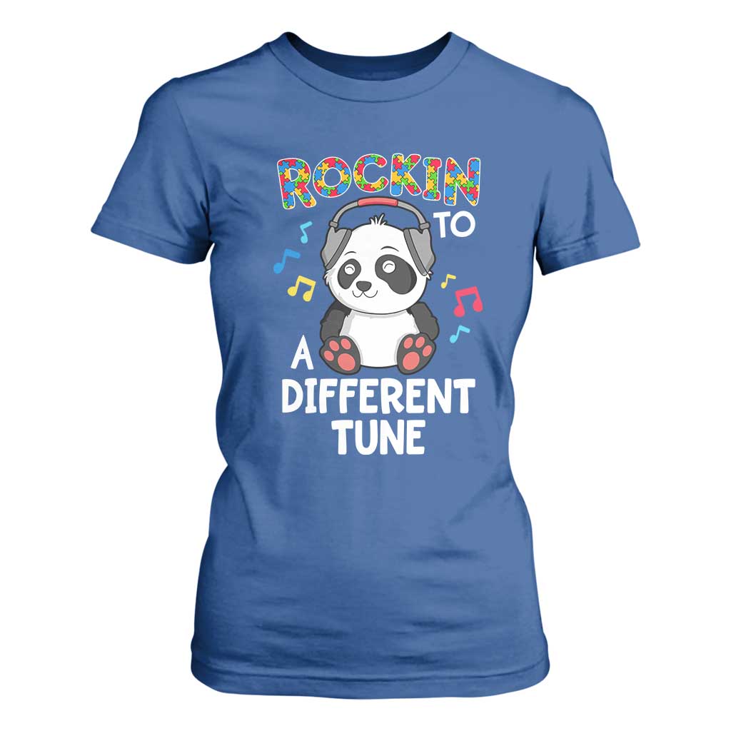 Panda Autism T Shirt For Women Rockin' To A Different Tune Cute Kids