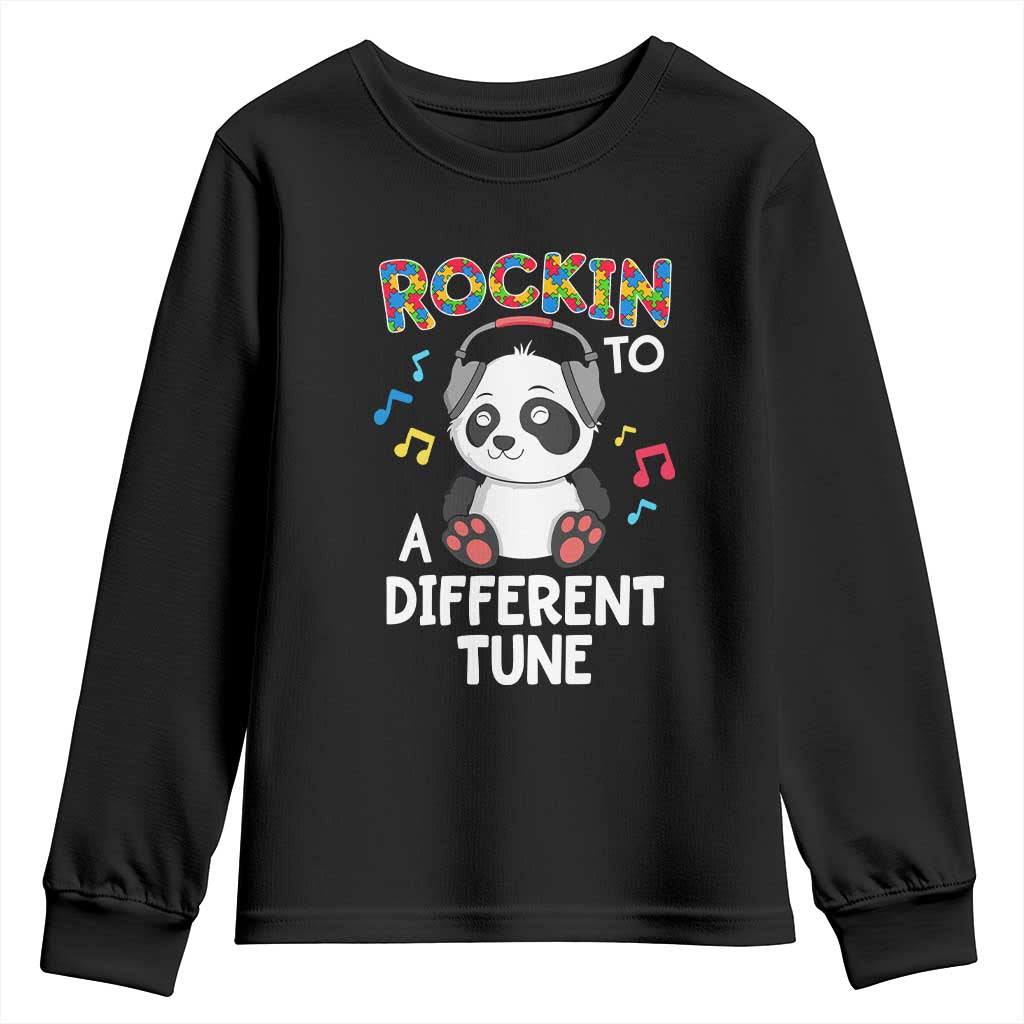 Panda Autism Youth Sweatshirt Rockin' To A Different Tune Cute Kids