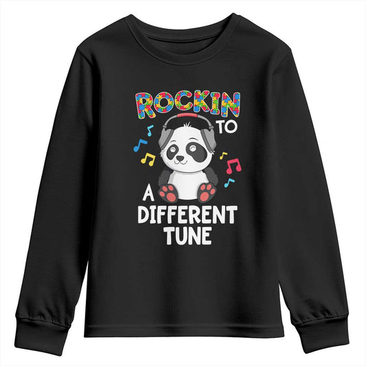 Panda Autism Youth Sweatshirt Rockin' To A Different Tune Cute Kids