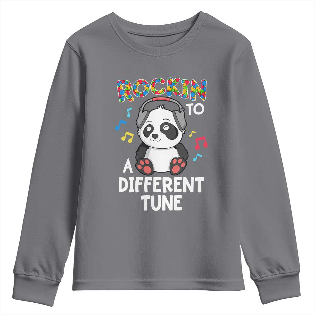 Panda Autism Youth Sweatshirt Rockin' To A Different Tune Cute Kids