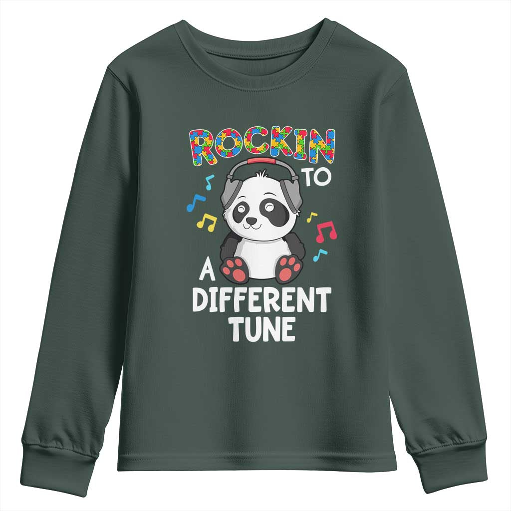 Panda Autism Youth Sweatshirt Rockin' To A Different Tune Cute Kids