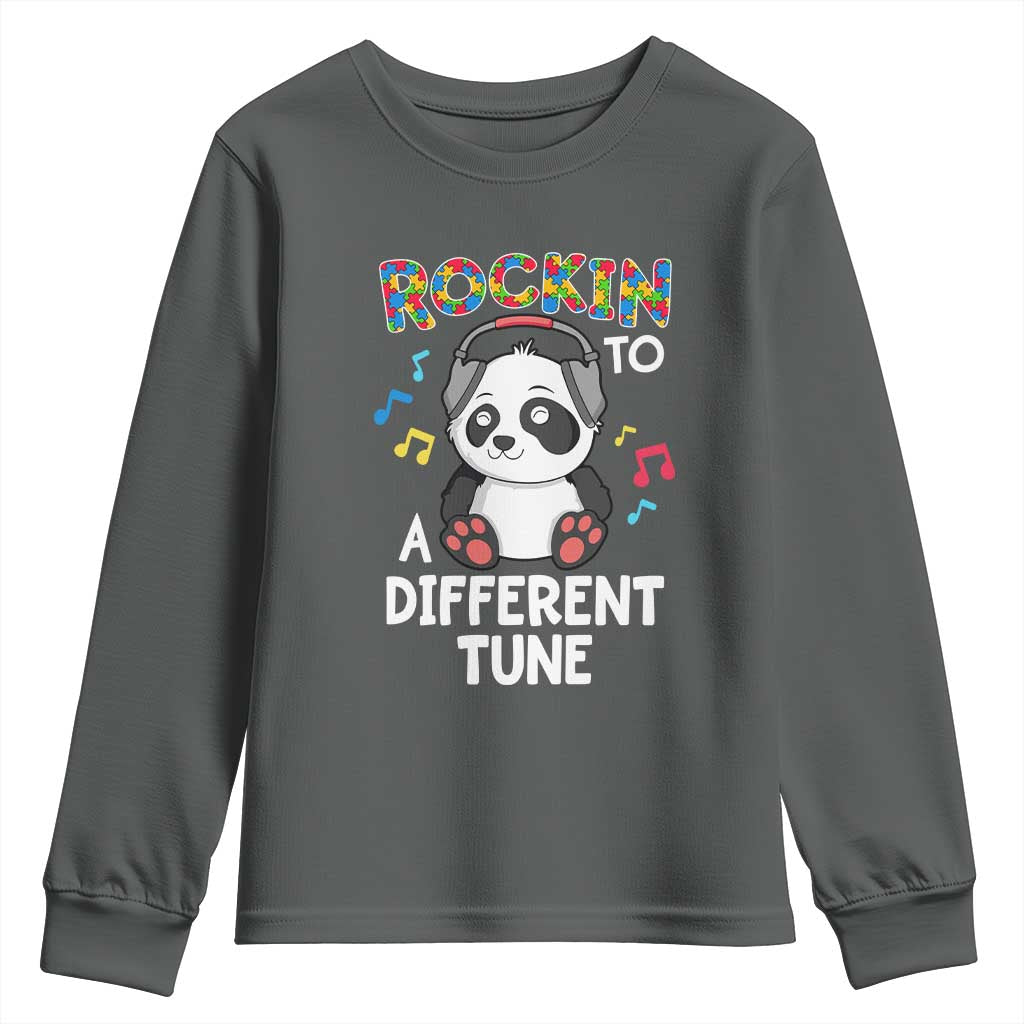Panda Autism Youth Sweatshirt Rockin' To A Different Tune Cute Kids