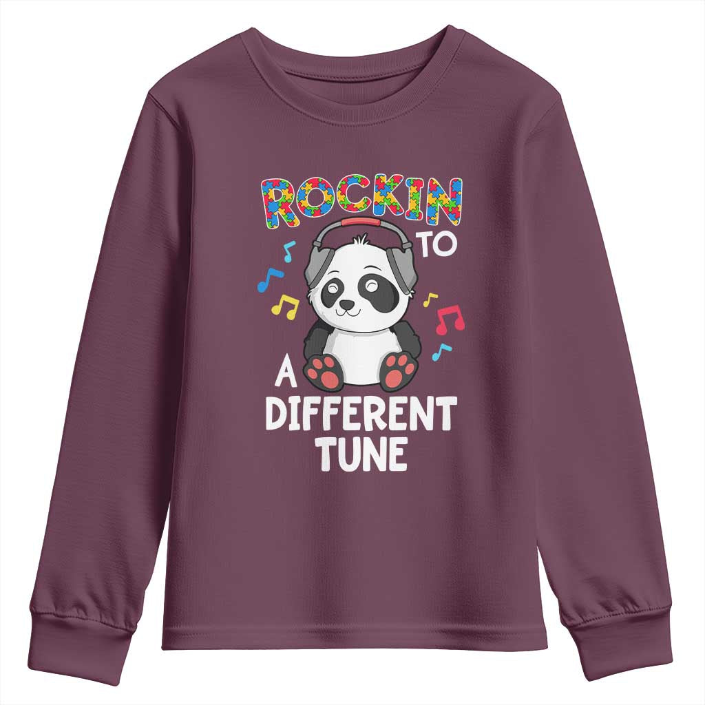 Panda Autism Youth Sweatshirt Rockin' To A Different Tune Cute Kids