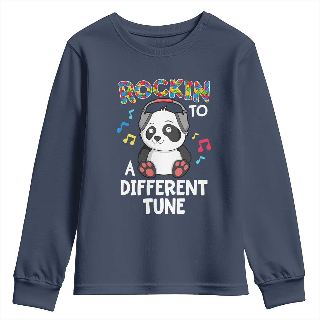 Panda Autism Youth Sweatshirt Rockin' To A Different Tune Cute Kids