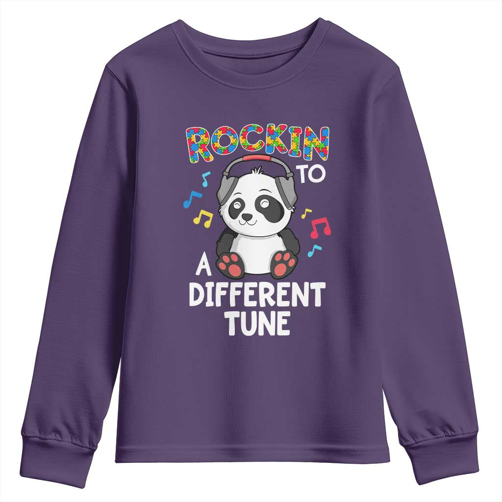Panda Autism Youth Sweatshirt Rockin' To A Different Tune Cute Kids