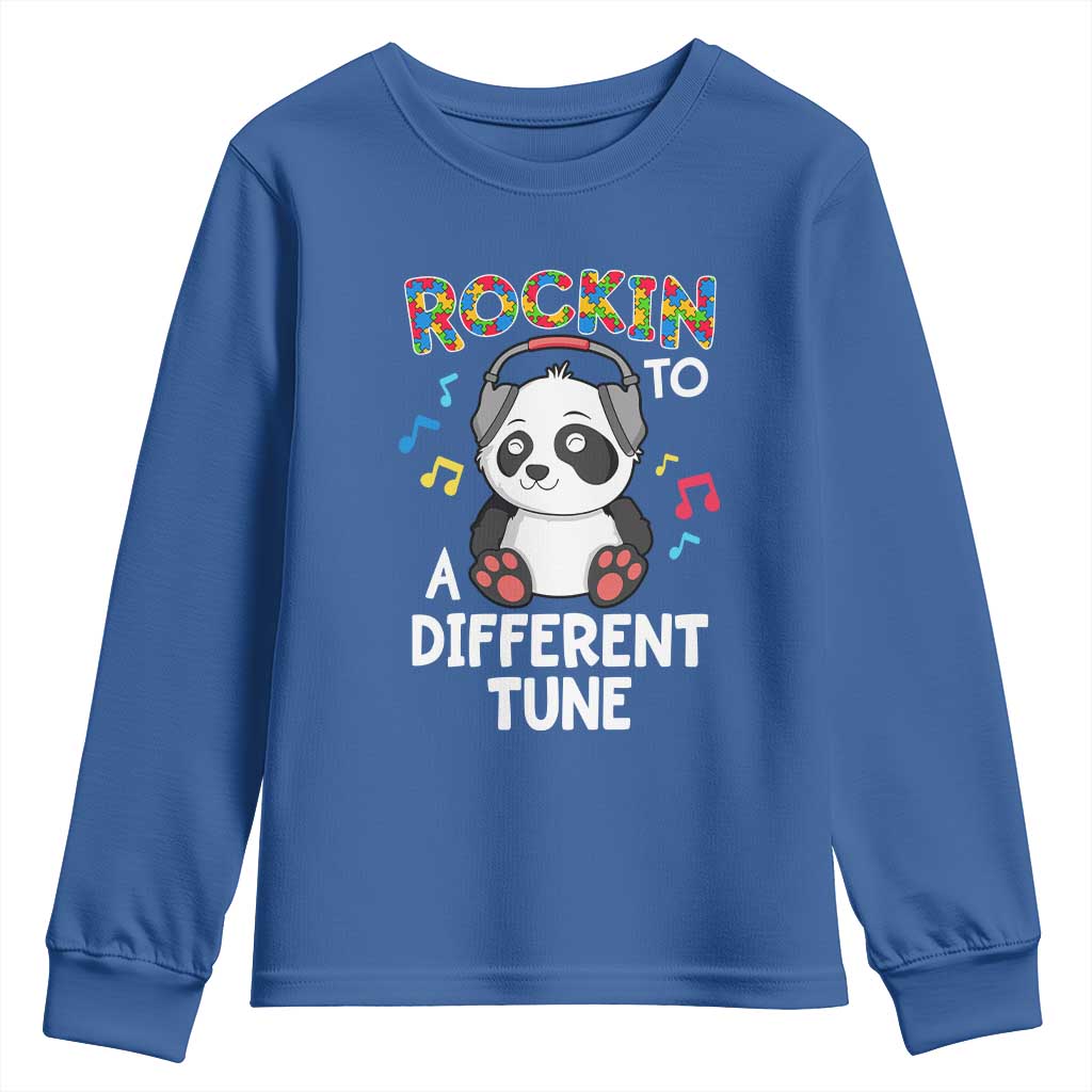 Panda Autism Youth Sweatshirt Rockin' To A Different Tune Cute Kids