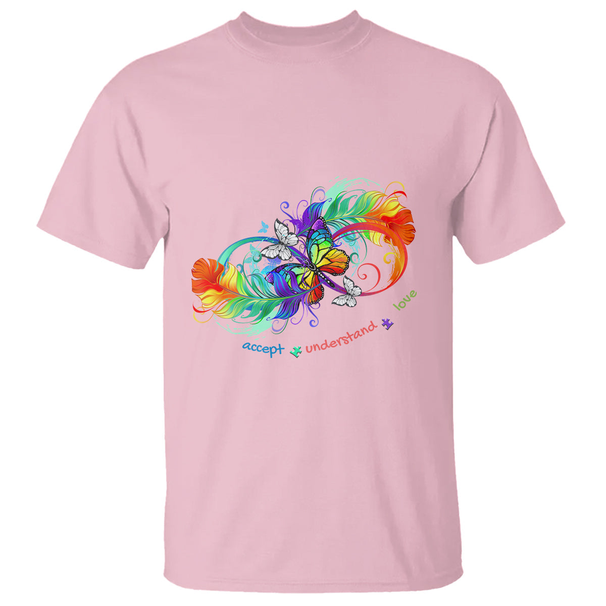 autism-acceptance-t-shirt-accept-understand-love-rainbow-infinity-with-butterfly-feathers