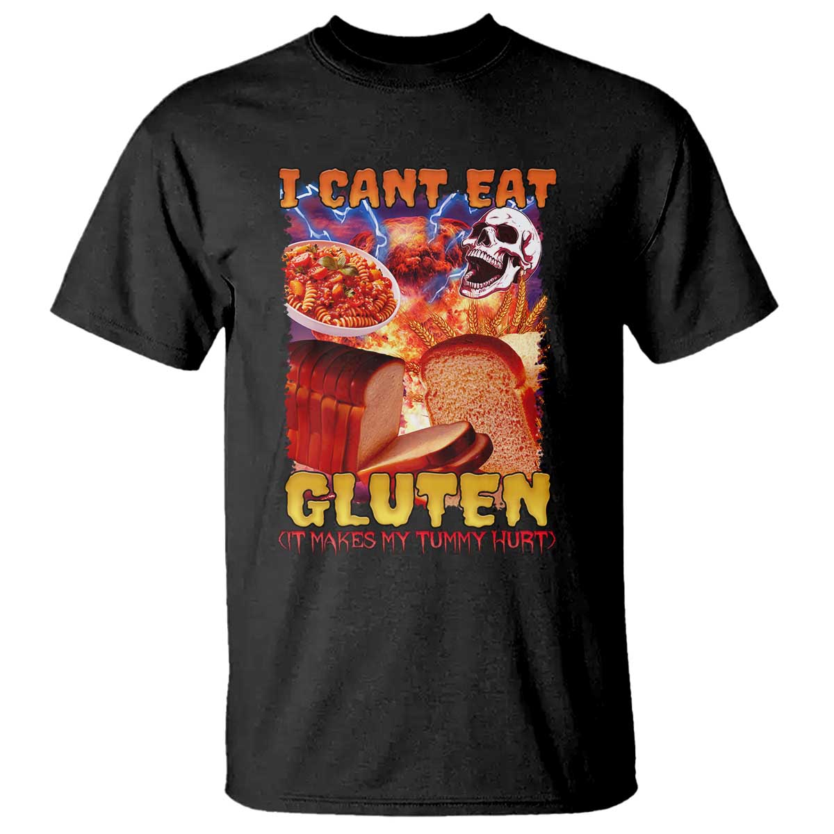 funny-gluten-intolerance-t-shirt-i-cant-eat-gluten-it-makes-my-tummy-hurt-skeleton-meme