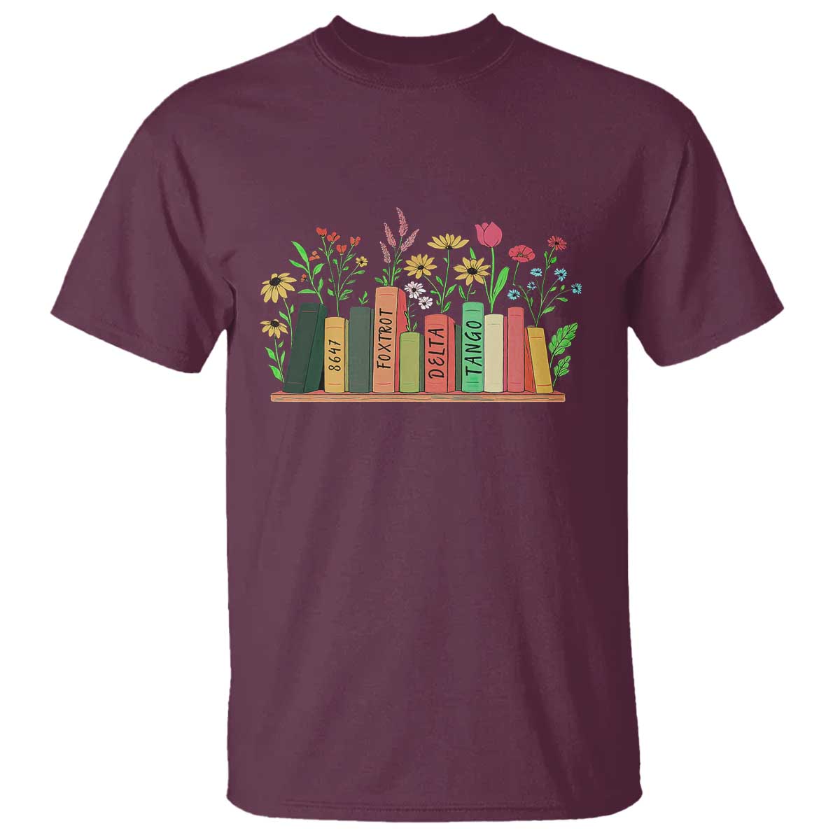 subtle-fdt-8647-t-shirt-foxtrots-deltas-tangos-book-lovers-flower