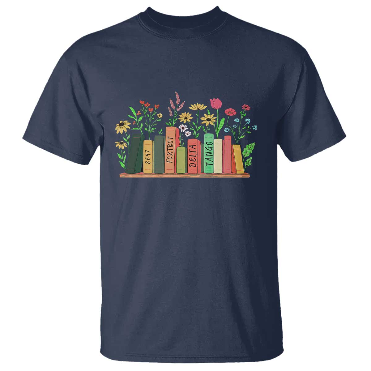 subtle-fdt-8647-t-shirt-foxtrots-deltas-tangos-book-lovers-flower